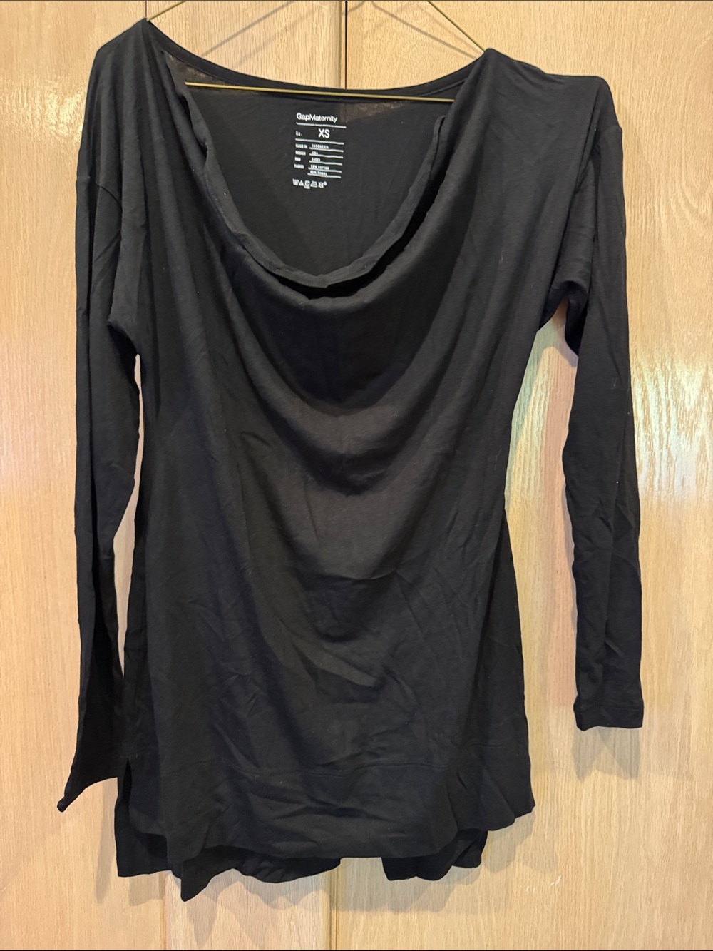 GAP Black Draped Maternity Long-Sleeve Top